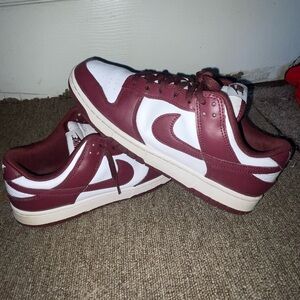 Nike Burgundy and White Low-Top Sneakers